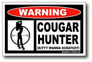 Cougar Hunter Funny Warning Sticker Decal Snowmobile  