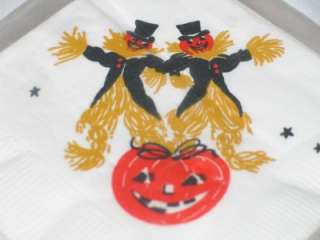 Vintage Halloween Napkin Set IOP Scarecrows JOL 20 ct T5  