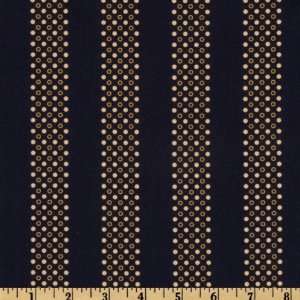  44 Wide Marcus Brothers Navy with Golden Dots Fabric By 