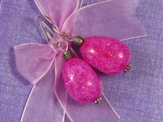 Earrings Cracky Hot Pink Crystal 22mm Nuggets 925  