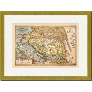 Gold Framed/Matted Print 17x23, Map of Far East China  