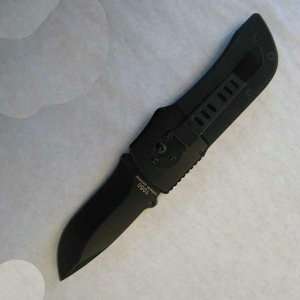  Seber Group Ratchet Knife, Plain Drop Point Blade, Black 