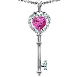 Candygem 925 Sterling Silver 1.5inch Key to My Heart Love Key Pendant 