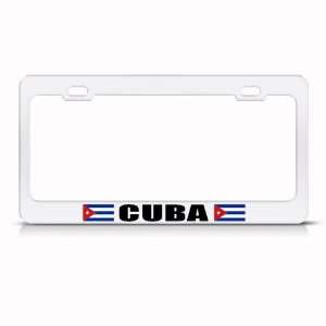  Cuba Cuban Flag White Country Metal license plate frame 