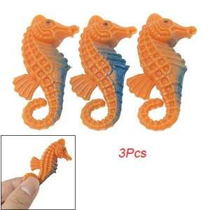  Como Aquarium Orange Blue Nonslip Plastic Seahorse 3 Pcs 