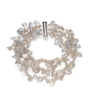  Sterling Fw Keshi White Cult. Pearl Necklace 8   9mm 19 