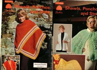 Crochet Knitting Pattern Shawls Poncho Stole 7 Designs  