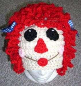 Boutique Crocheted RAGGEDY ANN Costume Hat Halloween  