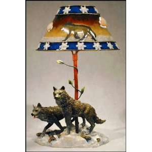 Wolves Candle Lamp with Metal Shade (AC)