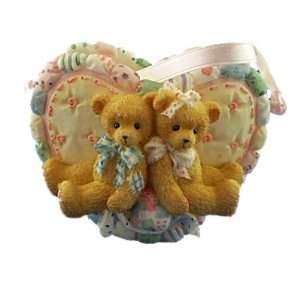  Cherished Teddies Boy and Girl Bears Heart Basket 203246C 