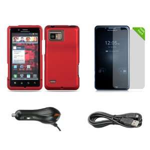  Motorola Droid Bionic / XT875 Hard Plastic Rubber Case Red 