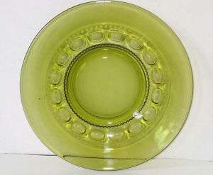 INDIANA GLASS KINGS CROWN/THUMBPRINT SALAD PLATE GREEN CLEAR GLASS 
