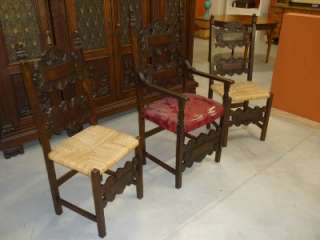 NICE ITALIAN ANTIQUE WALNUT CARVED OFFICE CHAIRS 12IT004C  