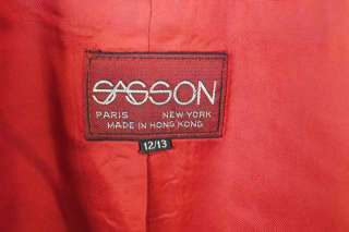 Vtg 80s Sasson Red Puff Sleeve Cropped Blazer  