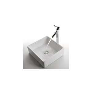 Kraus White Square Ceramic Sink KCV 120 and Sheven Faucet 