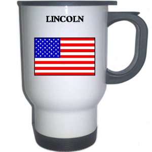 US Flag   Lincoln, Nebraska (NE) White Stainless Steel Mug 