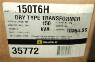 SQUARE D SORGEL 150 KVA 3PH INSULATED TRANSFORMER, model # 150T6H 