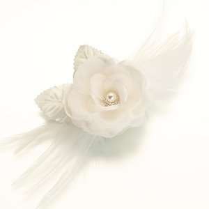  Ivory Flower and Feather Clip/Pin 