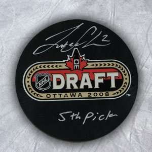  LUKE SCHENN 2008 NHL Draft Day Puck Autographed w/ 5th 