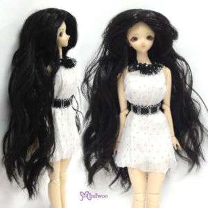 Obitsu 1/6 doll body Center Part Wave Curl Wig Black  