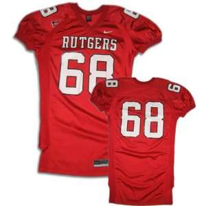  Rutgers Scarlet Knights T Red #68 Game Worn Football 