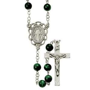  5mm Genuine Malachite Rosary Beads on 27 Rosary Necklace 