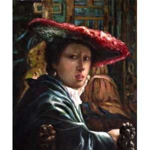  Girl with a Red Hat by Johannes (Jan) Vermeer