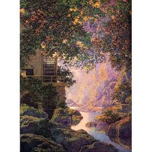   painting name The old Glen Mill, by Parrish Maxfield
