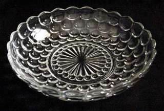 Anchor Hocking Bubble Clear Glass Shallow Round Bowl  