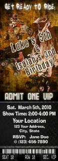 Dirt Bike ATV VIP Pass Birthday Party Ticket Invitations Favor U Print 