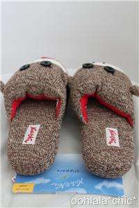 NICK AND NORA Cute Sock Monkey Slip On Slippers Brown & Red S, M, L 