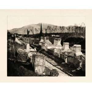  1899 Photogravure Pompeii Italy Street Tombs Architecture 