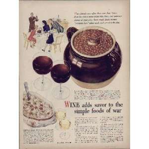 WINE adds savor to the simple foods of war  1944 California Wine 