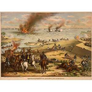 Monitor & Merrimac Battle Civil War 1862 Litho 8 1/2 X 11 Color 