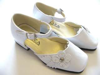 GIRLS PATENT BRIDESMAID DANCE PARTY SHOES WHITE  