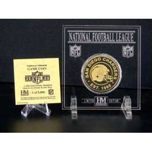 San Diego Chargers 24KT Gold   2008 Official NFL Game Coin in Archival 