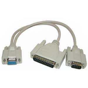  DB9 Female to DB25 Male and DB9 Male Splitter Cable 