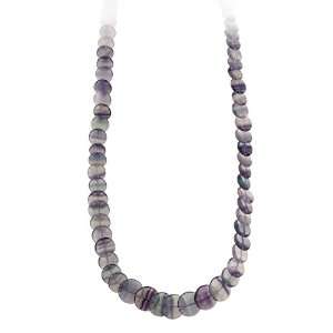  Rainbow Fluorite Wafer Necklace with Sterling Silver Clasp 