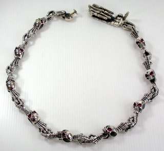 SKULL RUBY 925 STERLING SILVER GOTHIC MENS WALLET CHAIN BELT NEW 