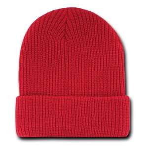  by Decky Red Knit Long Beanie GI Jeep Watch Cap Hat 
