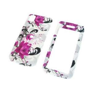  White with Purple Flowers Design Snap On Cover Case Cell 