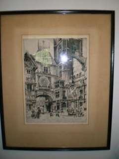 Clock of Rouen Andrew Karoly Etching PENCIL SIGNED  