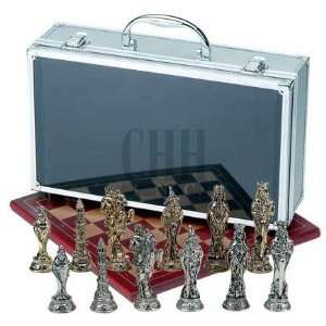  King Arthur Pewter Chessmen in Aluminum Case Toys & Games