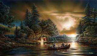 Terry Redlin EVENING RENDEZVOUS S/N Camping Print  