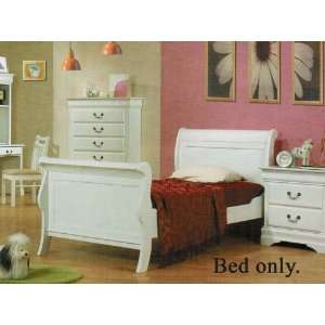  Twin Size Bed Louis Phillipe Style White Finish