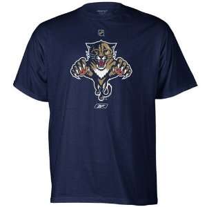  NHL Reebok Florida Panthers Navy Blue Primary Logo T shirt 