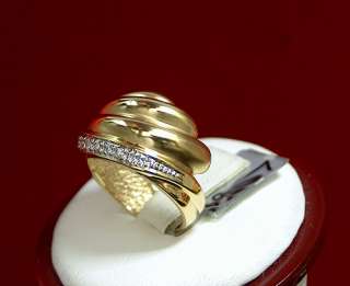 14K Yellow Gold Fancy Diamond Band Ring LEAF design  