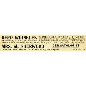  1902 Ad Mrs M Sherwood Dermatologist Wrinkles Skin Care 