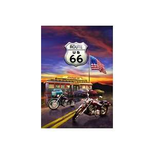  Route 66 Diner Highway Motorcycles Ride Large Flag Patio 