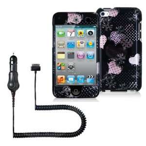  iPOD TOUCH 4 / 4G / 4TH LOVE DESERT PINK HEARTS ON BLACK 